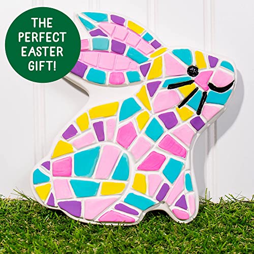 Creative Roots Paint-Your-Own Bunny Garden Stone Kit – Ceramic Stepping Stone with 6 Acrylic Paints