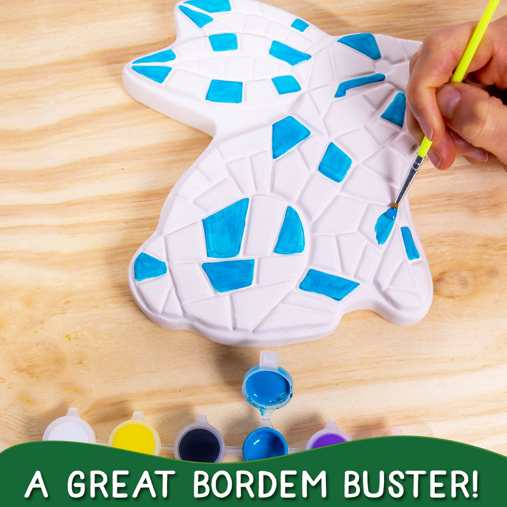 Creative Roots Paint-Your-Own Bunny Garden Stone Kit – Ceramic Stepping Stone with 6 Acrylic Paints