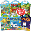 CREATIVETREES 6-Pack Reusable Jelly Sticker Books for Toddlers Ages 3-6 – Silicone, Waterproof, Travel Activity Toys with 6 Themes