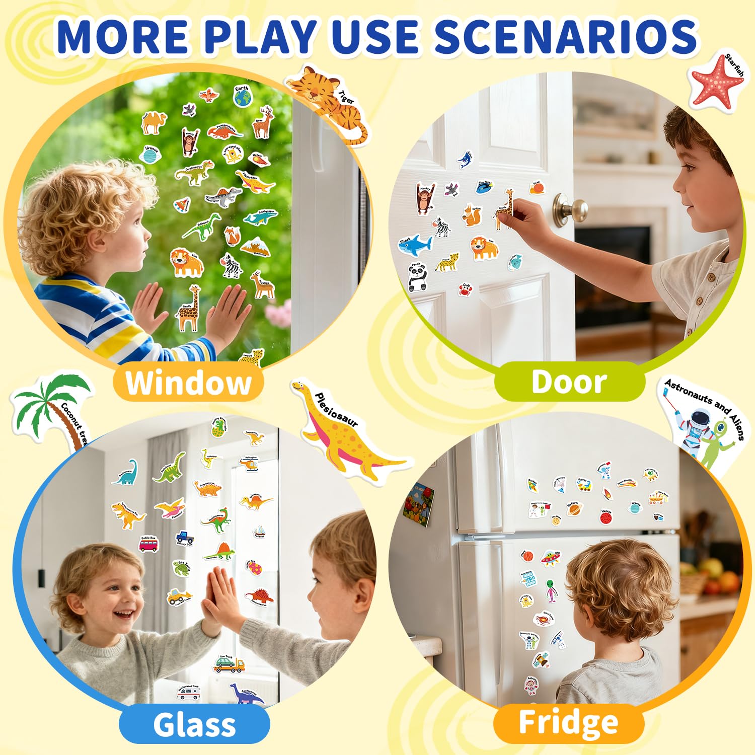 CREATIVETREES Reusable Jelly Sticker Book for Toddlers 3-6 - 6 Themes Silicone Stickers, Washable & Portable Activity Toy for Kids