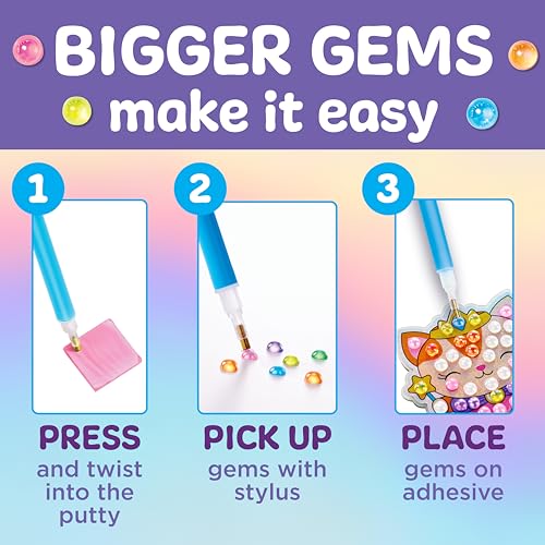 Creativity for Kids Bubble Gems Backpack Keychain: Diamond Painting Kit with Kitty Princess Pearl Pal for Ages 6+