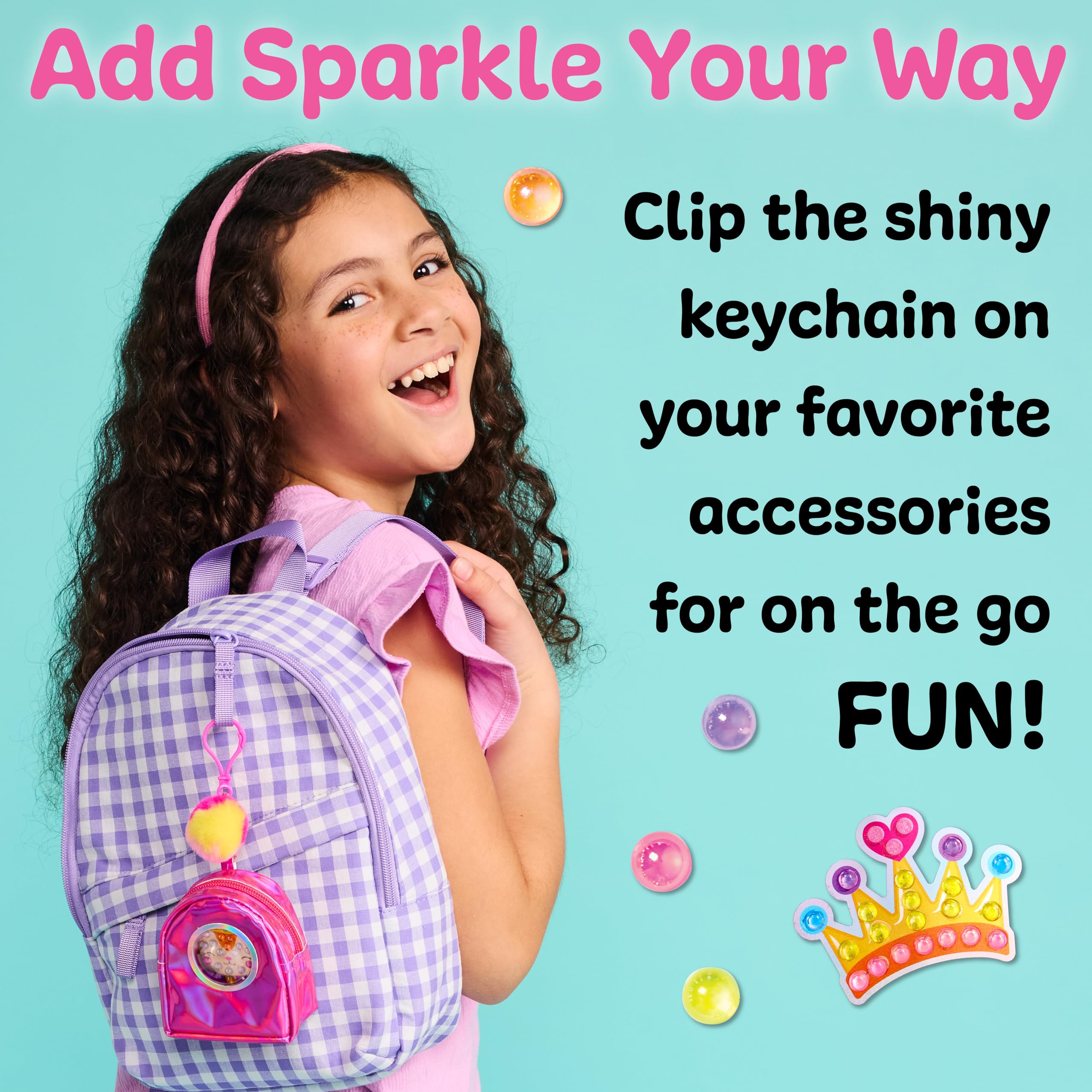 Creativity for Kids Bubble Gems Backpack Keychain: Diamond Painting Kit with Kitty Princess Pearl Pal for Ages 6+