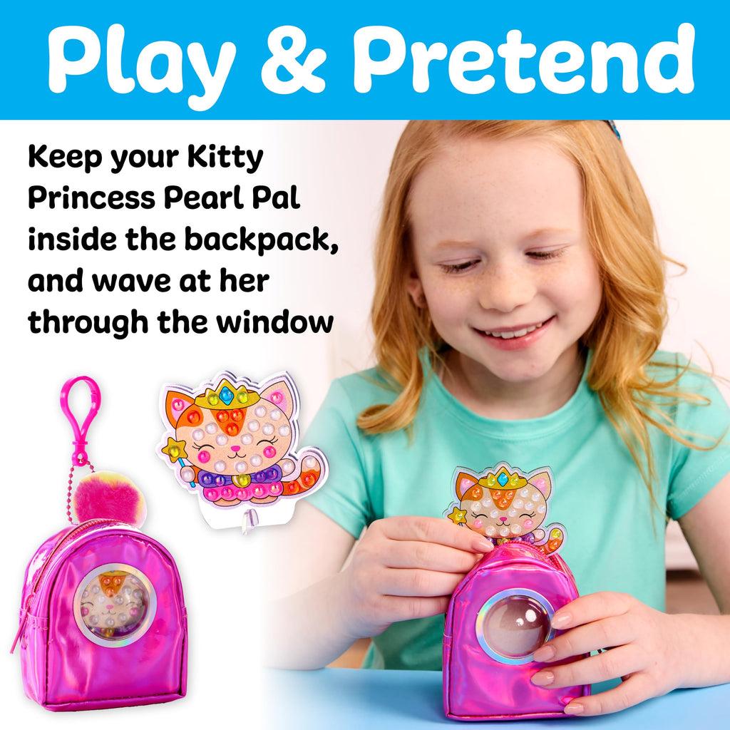 Creativity for Kids Bubble Gems Backpack Keychain: Diamond Painting Kit with Kitty Princess Pearl Pal for Ages 6+