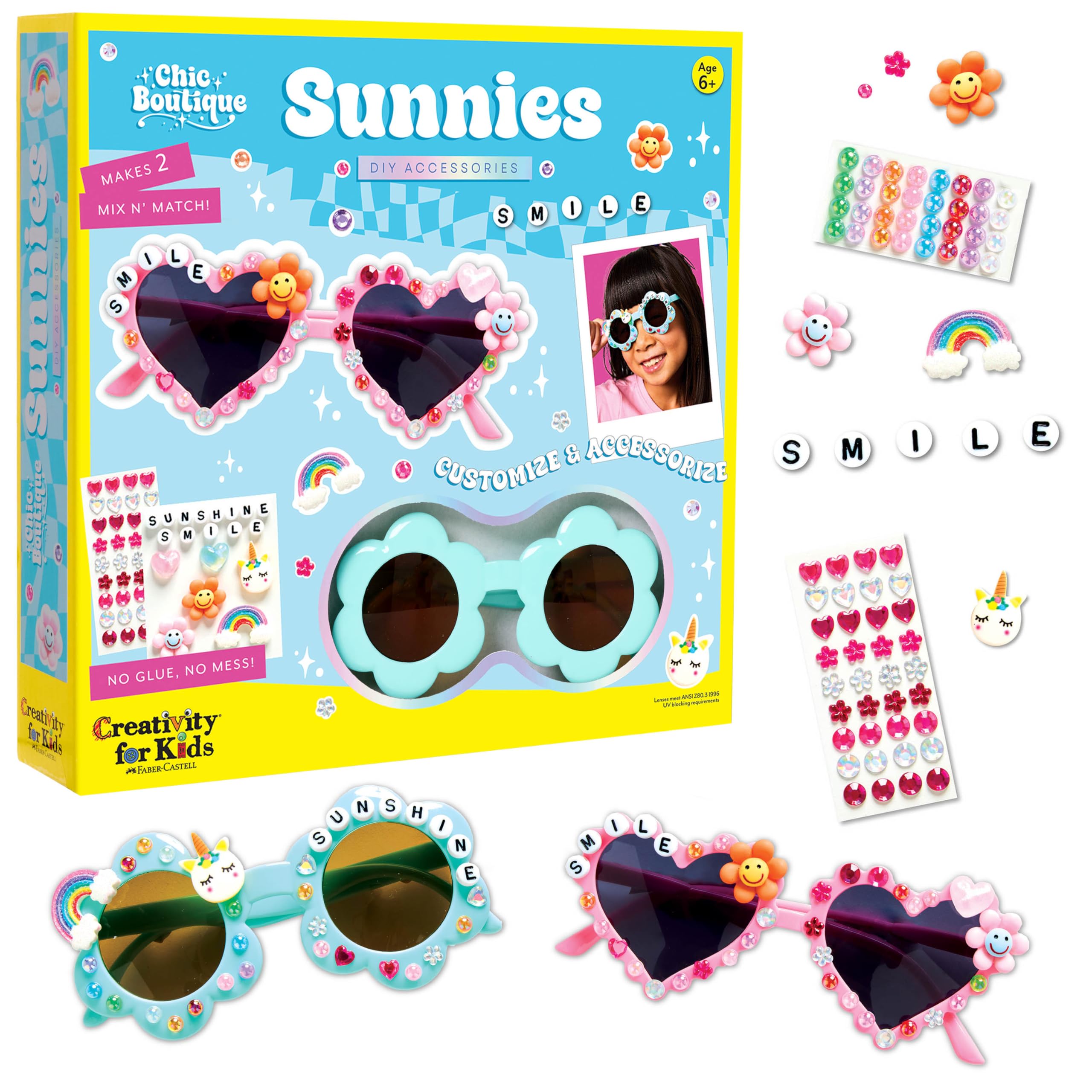 Creativity for Kids Chic Boutique Sunnies DIY Kit – Make 2 Trendy Sunglasses with Pearls, Rhinestones & Charms
