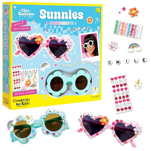 Creativity for Kids Chic Boutique Sunnies DIY Kit – Make 2 Trendy Sunglasses with Pearls, Rhinestones & Charms