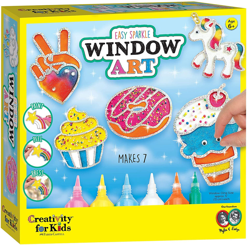 Creativity for Kids Easy Sparkle Window Art Kit – 7 Peel-and-Press Designs for Ages 6+
