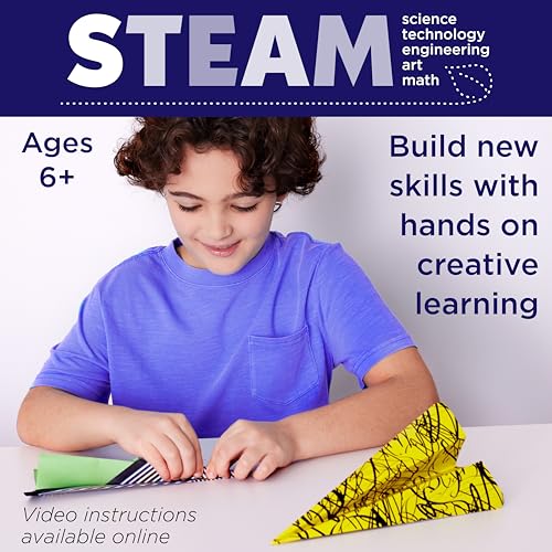 Creativity for Kids Paper Airplane Kit: 70 Planes, 2 Launchers, Glow-in-Dark Stickers for Ages 6+