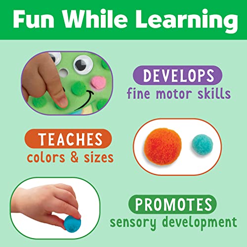 Creativity for Kids Pom Pom Pictures Dinosaurs Craft Kit – Toddler Sensory Play with Reusable Dinosaur Boards