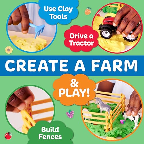 Creativity for Kids Sensory Pack - Farm: Soft Cloud Clay & Animal Figurines for Toddlers (Ages 3+)