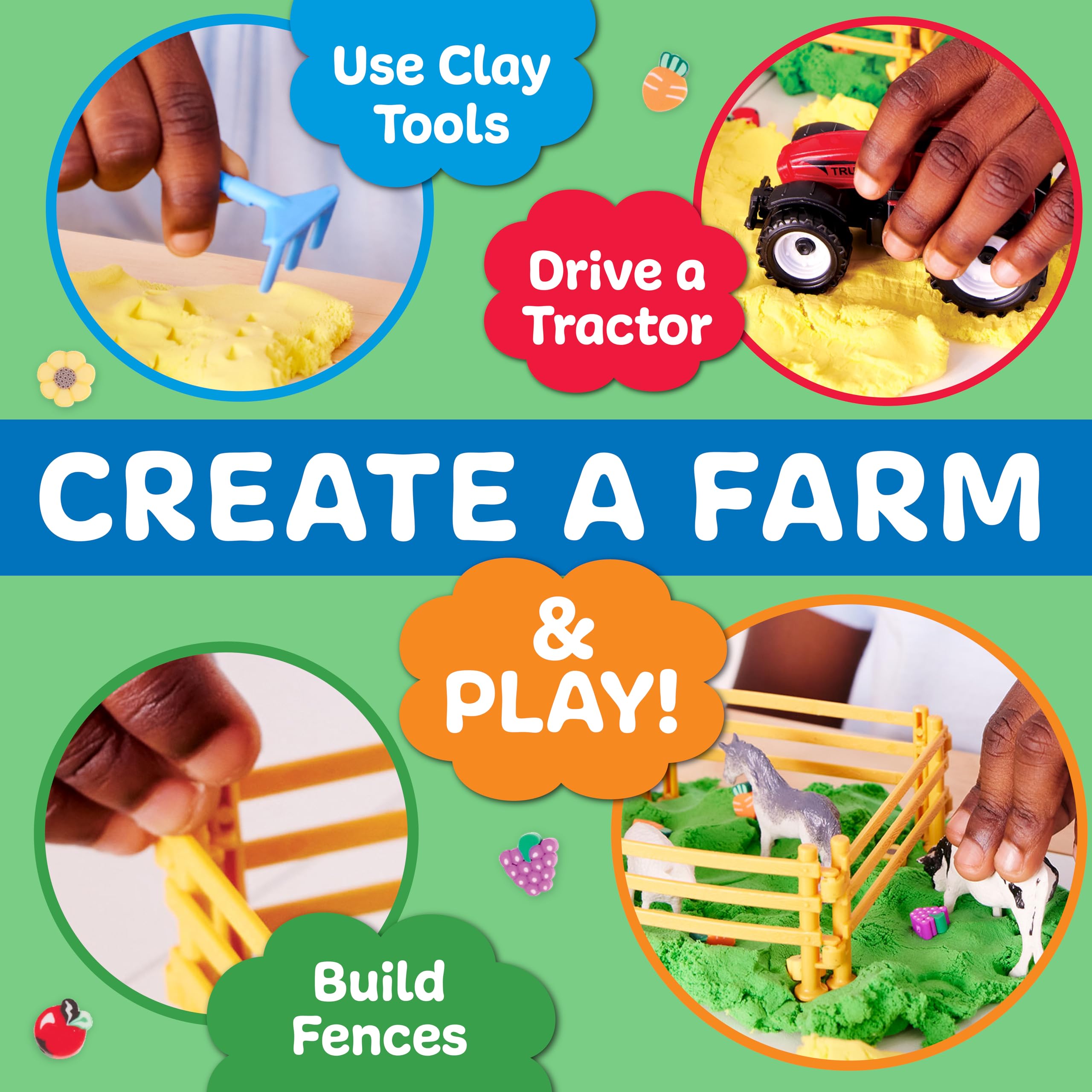Creativity for Kids Sensory Pack - Farm: Soft Cloud Clay & Animal Figurines for Toddlers (Ages 3+)