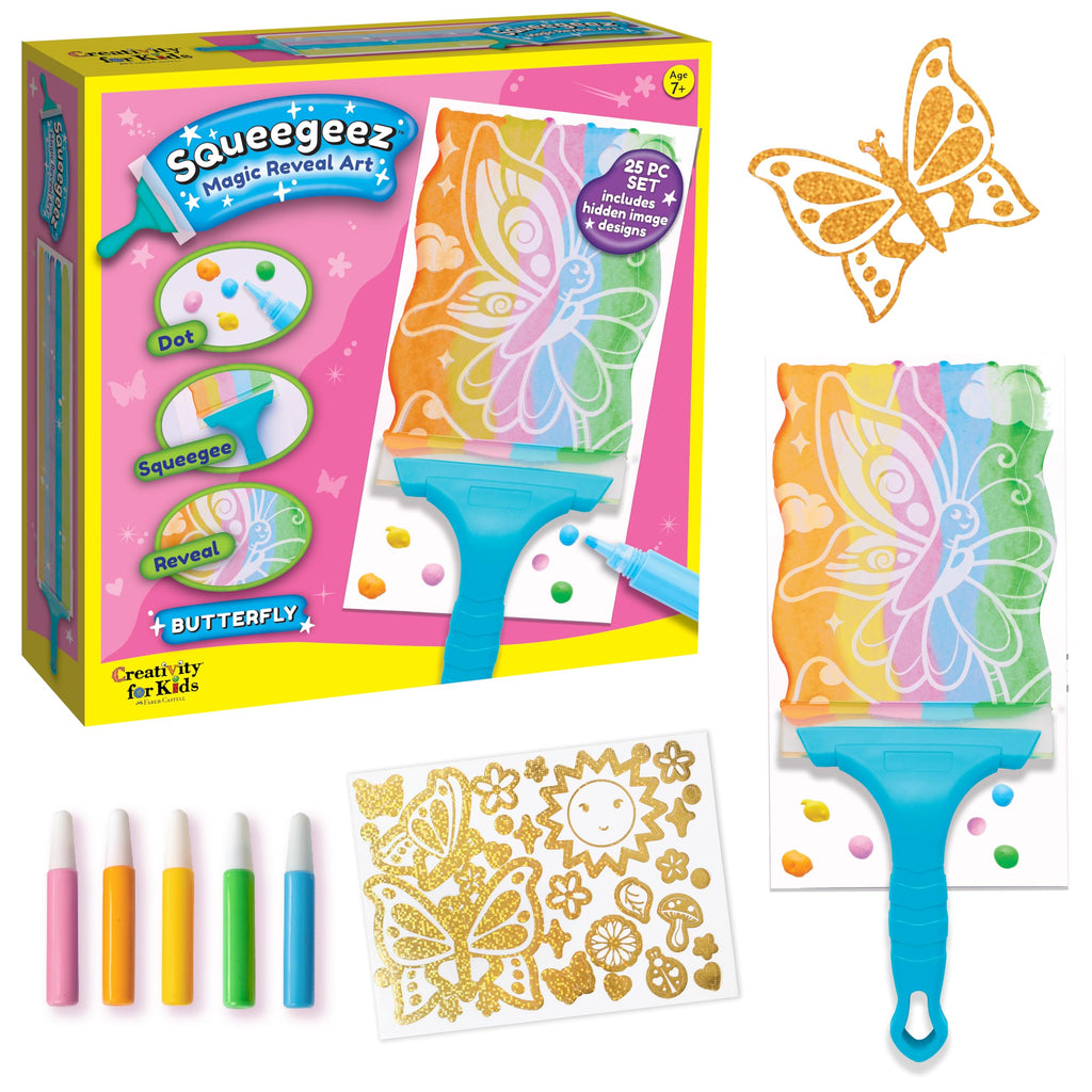 Creativity for Kids Squeegeez Magic Reveal Craft Kit: Butterfly Painting Activity for Ages 7+