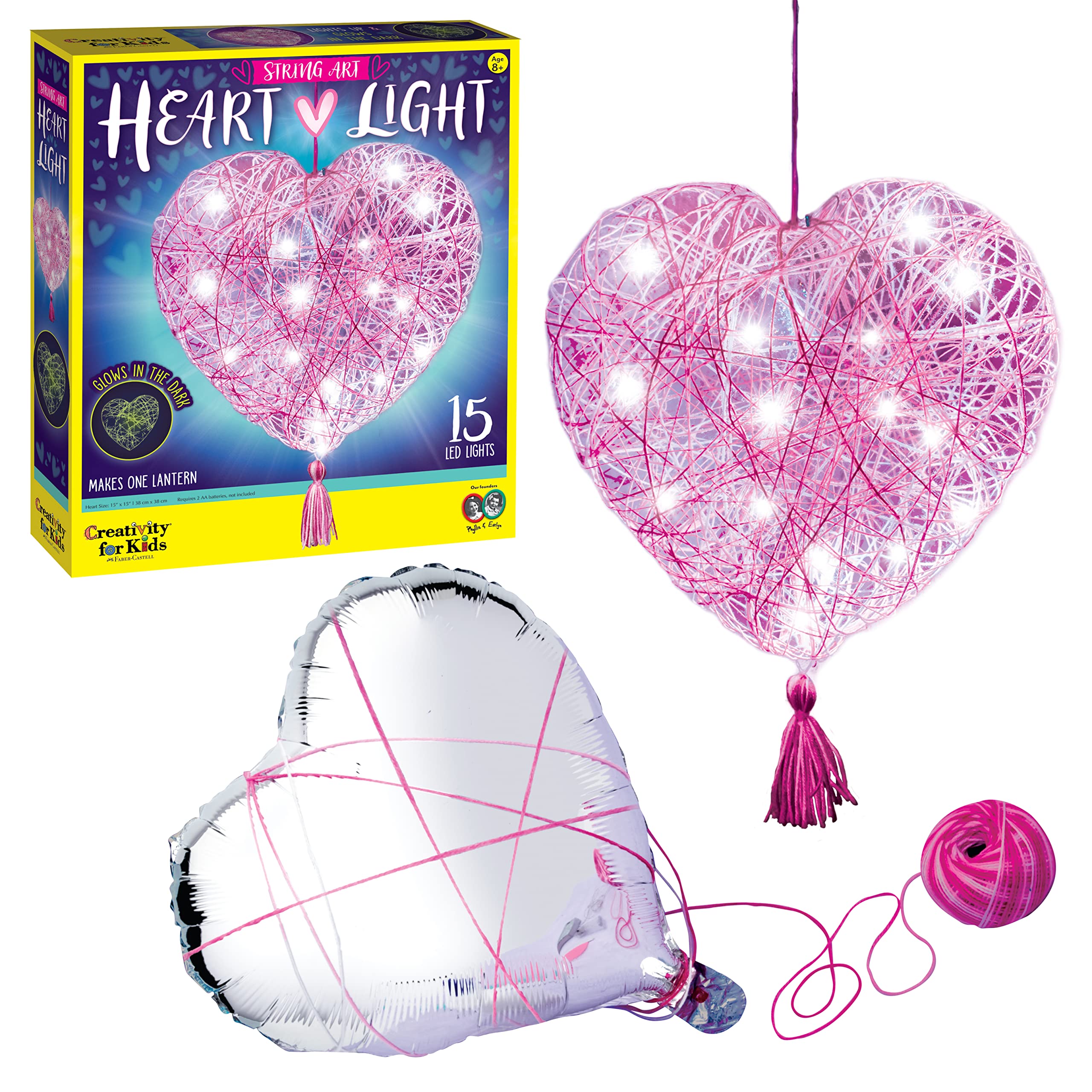 Creativity for Kids String Art Heart Light Kit – Glowing Lantern Craft for Ages 8+