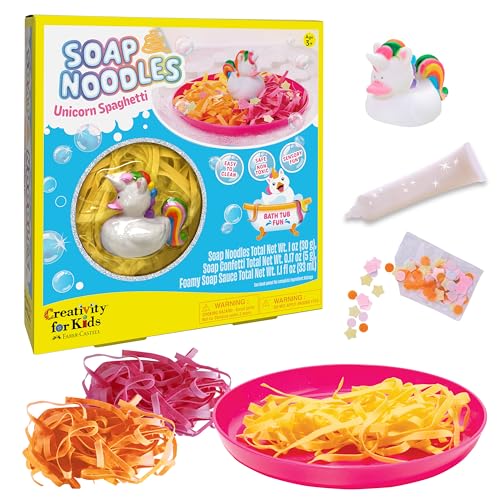 Creativity for Kids Unicorn Spaghetti Bath Set – Rainbow Soap Noodles Sensory Play for Ages 3+