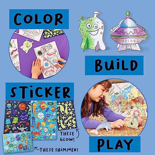 Creativity for Kids Wonder Worlds 3D Coloring Craft Kit 2 Pack - Outer Space & Underwater Voyage for Ages 5+