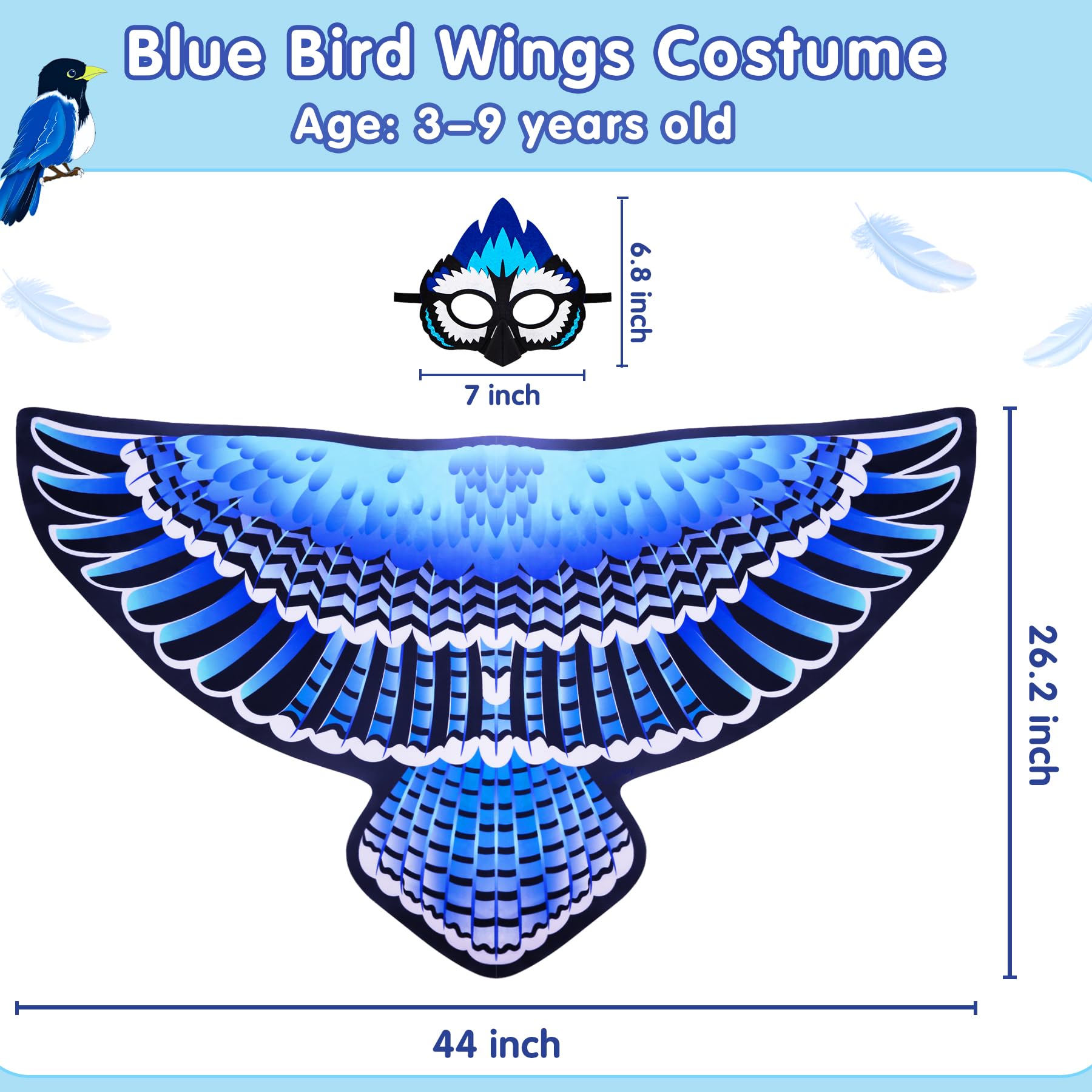 Creatoy Realistic Bird Costume for Kids – Eagle Wings with Mask, Ages 3-9