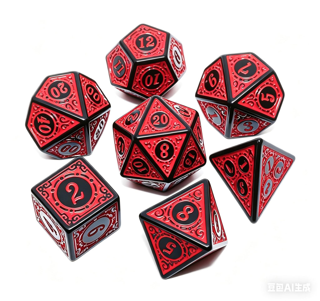 CREEBUY 5 Pack Polyhedral Dice Set – 35 Acrylic D&D Dice with Vintage Pattern and Gold Numbers