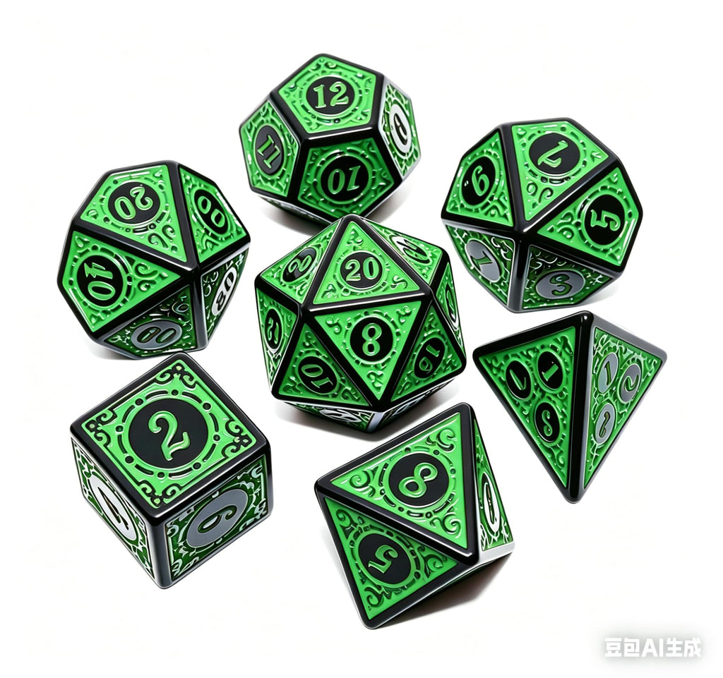 CREEBUY 5 Pack Polyhedral Dice Set – 35 Acrylic D&D Dice with Vintage Pattern and Gold Numbers