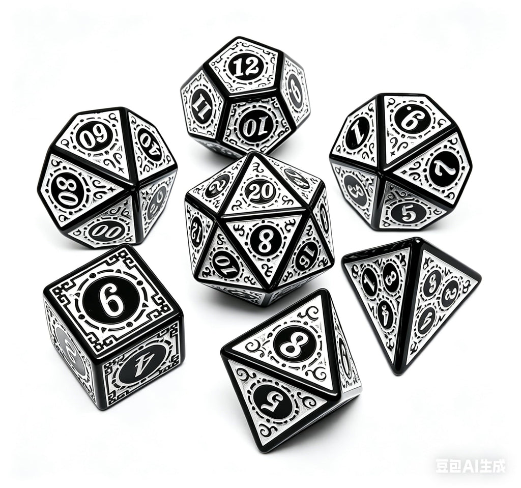 CREEBUY 5 Pack Polyhedral Dice Set – 35 Acrylic D&D Dice with Vintage Pattern and Gold Numbers