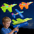 CRILARY 3-Pack Airplane Launcher Toys – 13.2-Inch LED F-15 Fighter Jets & Glider for Kids Ages 4-12