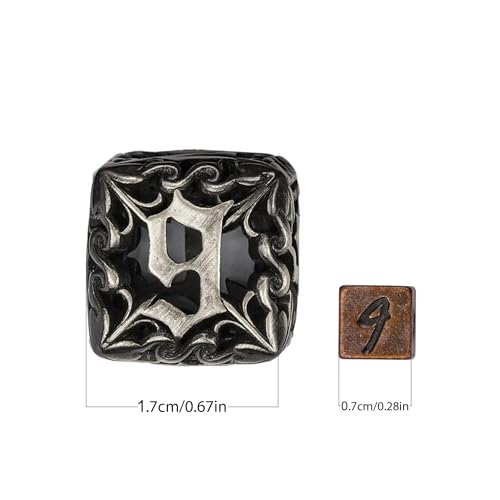 CRITALLIC Mini Metal Dice Set (7 Polyhedral Dice) with Rune Keychain Case - Red Copper
