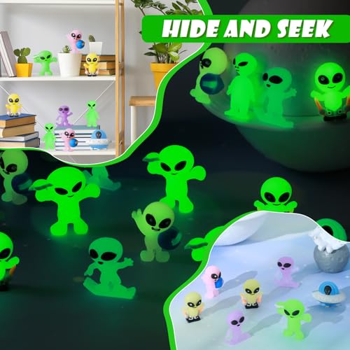 CroBlissful 25-Piece Glowing Alien Figures – 6 Styles for Halloween, Piñata Fillers & Pranks