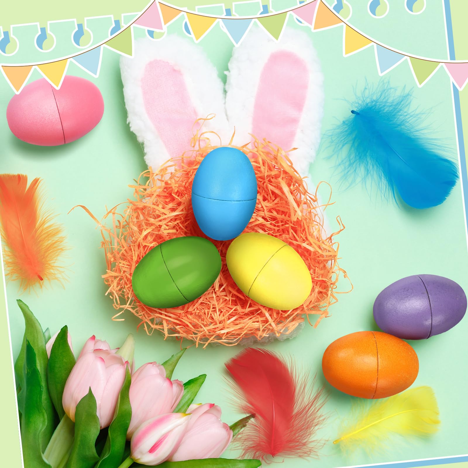 CroBlissful 6-Pack Fillable Wooden Easter Eggs – 2.76 Inch Reusable DIY Eggs for Hunts, Party Favors & Decor (Multicolor)