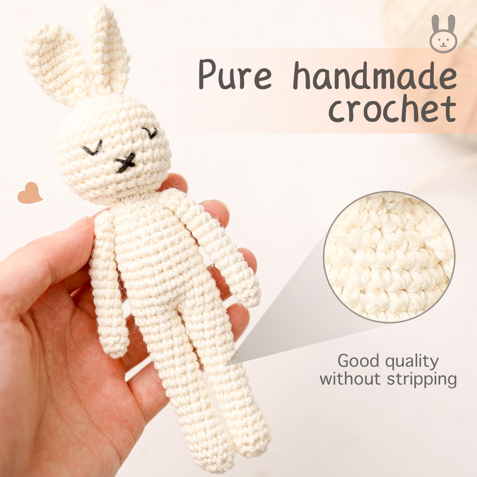 Crochet Bunny Rattle – Handmade Baby Toy with Soft Jingle for Sensory Development (White Bunny Doll)