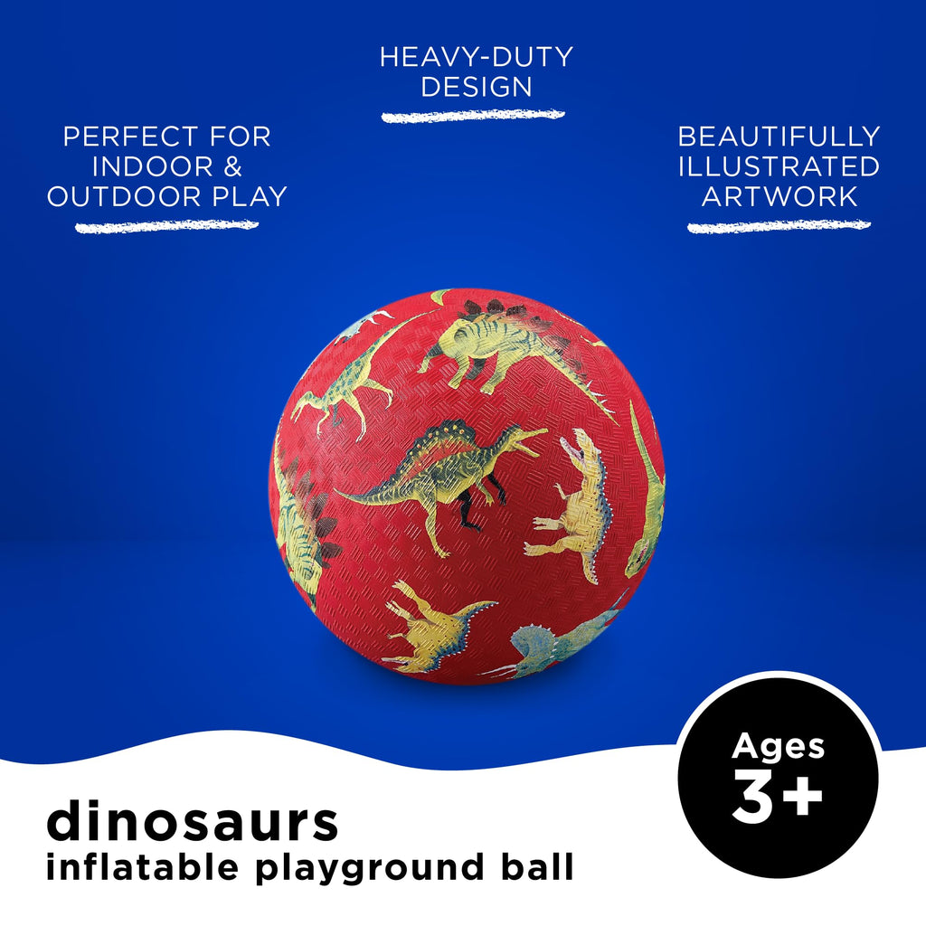 Crocodile Creek Dinosaur Playground Ball – Durable Rubber Kickball for Kids Ages 3 and Up
