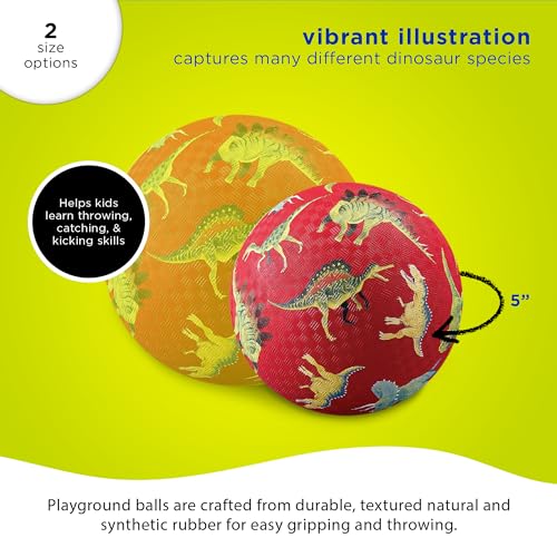 Crocodile Creek Dinosaur Playground Ball – Durable Rubber Kickball for Kids Ages 3 and Up
