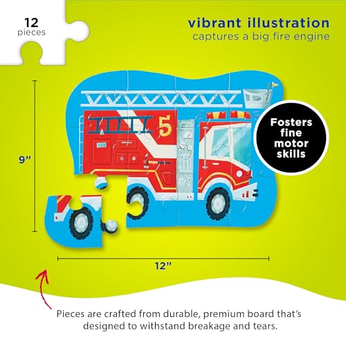 Crocodile Creek Fire Truck 12-Piece Mini Jigsaw Puzzle for Kids Ages 2 and Up