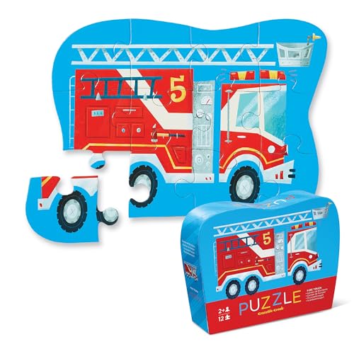 Crocodile Creek Fire Truck 12-Piece Mini Jigsaw Puzzle for Kids Ages 2 and Up