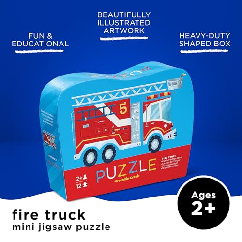 Crocodile Creek Fire Truck 12-Piece Mini Jigsaw Puzzle for Kids Ages 2 and Up
