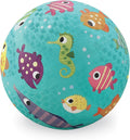Crocodile Creek Playground Ball – Durable PVC-Free Rubber Ball for Kids Ages 3+ (Fish Design, 5" & 7" Sizes)