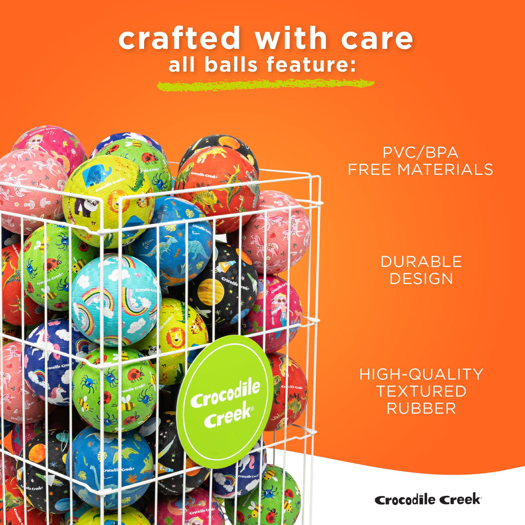 Crocodile Creek Playground Ball – Durable PVC-Free Rubber Ball for Kids Ages 3+ (Fish Design, 5" & 7" Sizes)