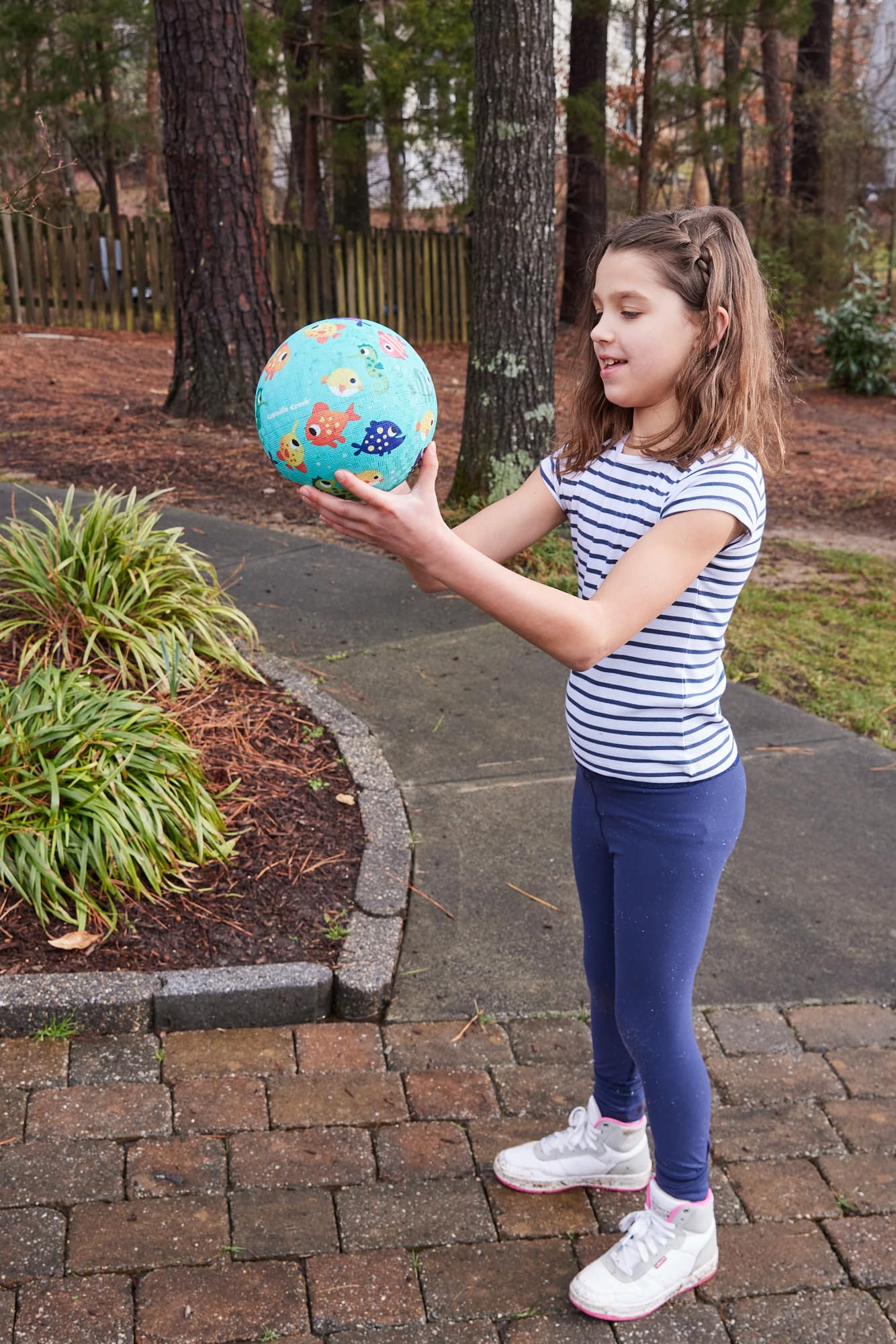 Crocodile Creek Playground Ball – Teal Fish Design – Durable Rubber for Ages 3+ – PVC-Free