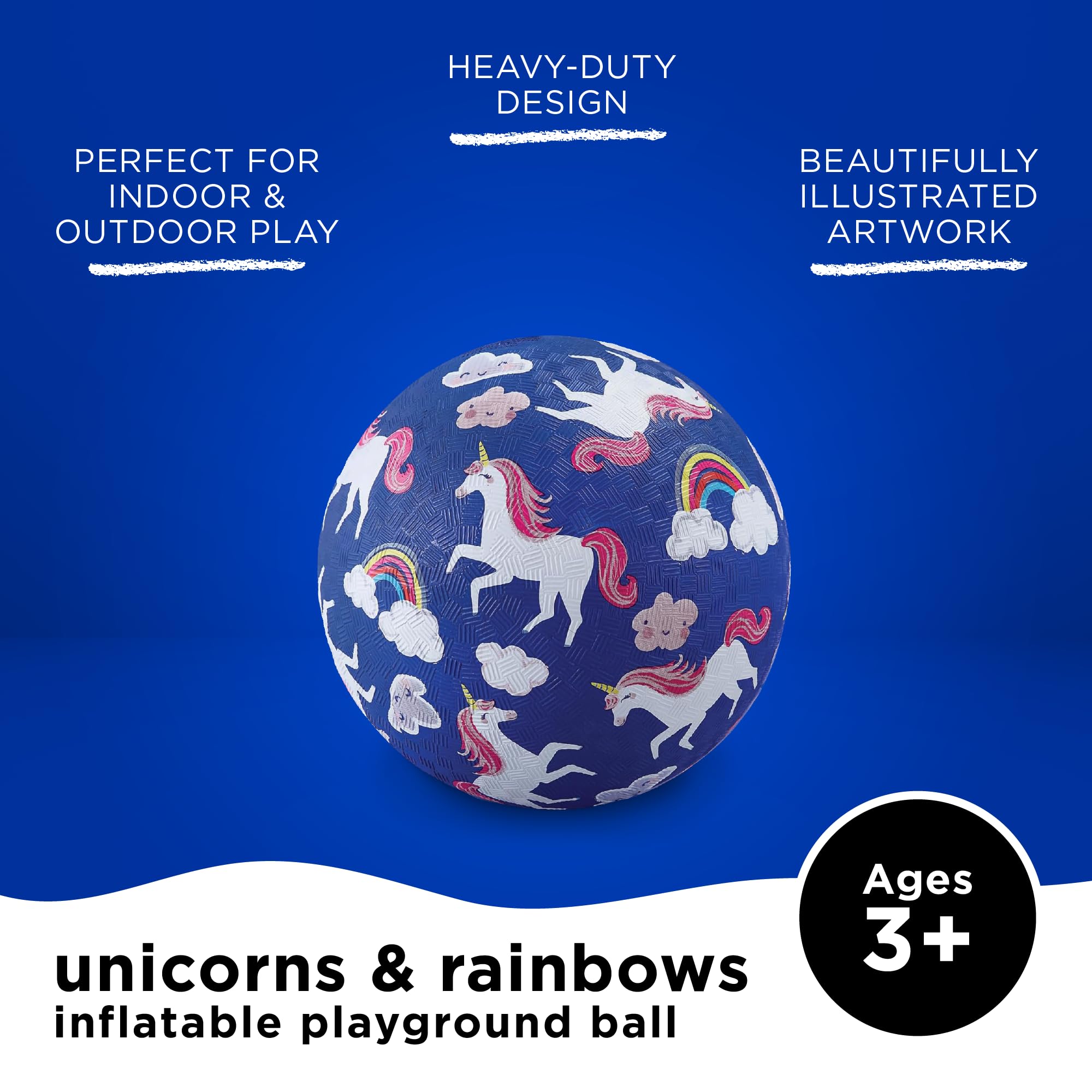 Crocodile Creek Unicorns & Rainbows Playground Ball – Durable, PVC-Free Rubber Kickball for Ages 3+