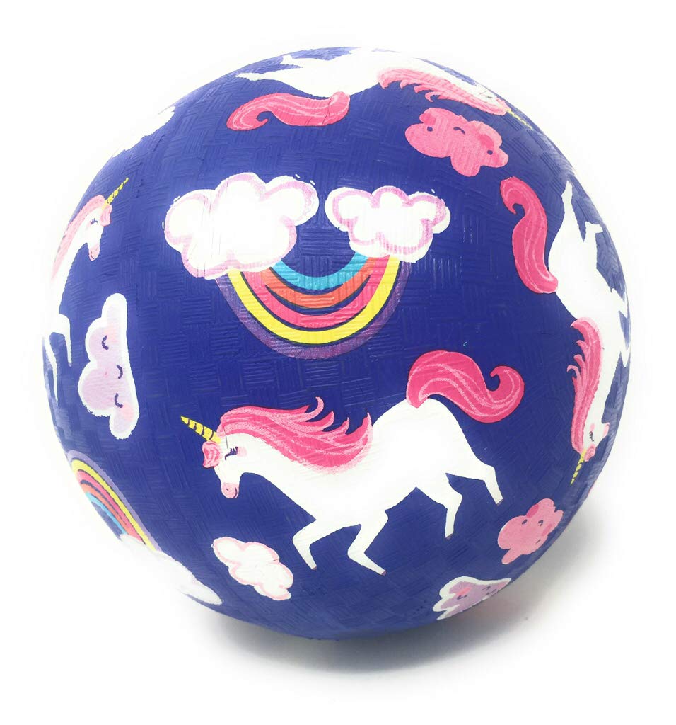 Crocodile Creek Unicorns & Rainbows Playground Ball – Durable, PVC-Free Rubber Kickball for Ages 3+