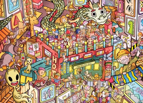 Cross & Glory Metropolitan Mayhem 1000-Piece Puzzle – Cartoon City Scene with Satin Finish, 20x27 Inches