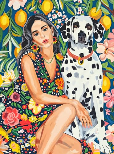 Cross & Glory Spot and Jane: Lemon Grove Delight – 1000 Piece Jigsaw Puzzle for Adults, Tropical Artwork with Dalmatian