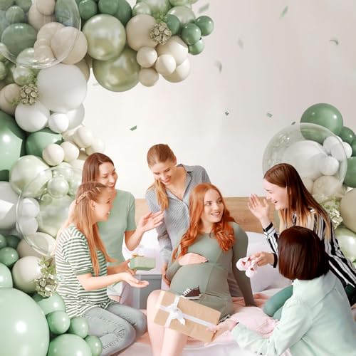 CROSSFINGERS 108Pcs Double Stuffed Sage Green Balloon Arch Kit for Weddings, Bridal Showers, Baby Showers, Birthdays