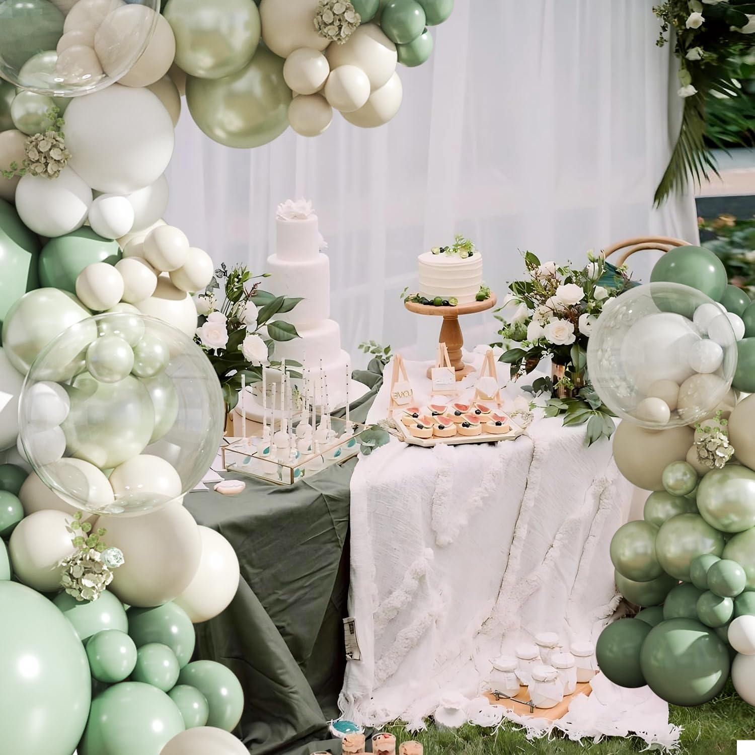 CROSSFINGERS 108Pcs Double Stuffed Sage Green Balloon Arch Kit for Weddings, Bridal Showers, Baby Showers, Birthdays