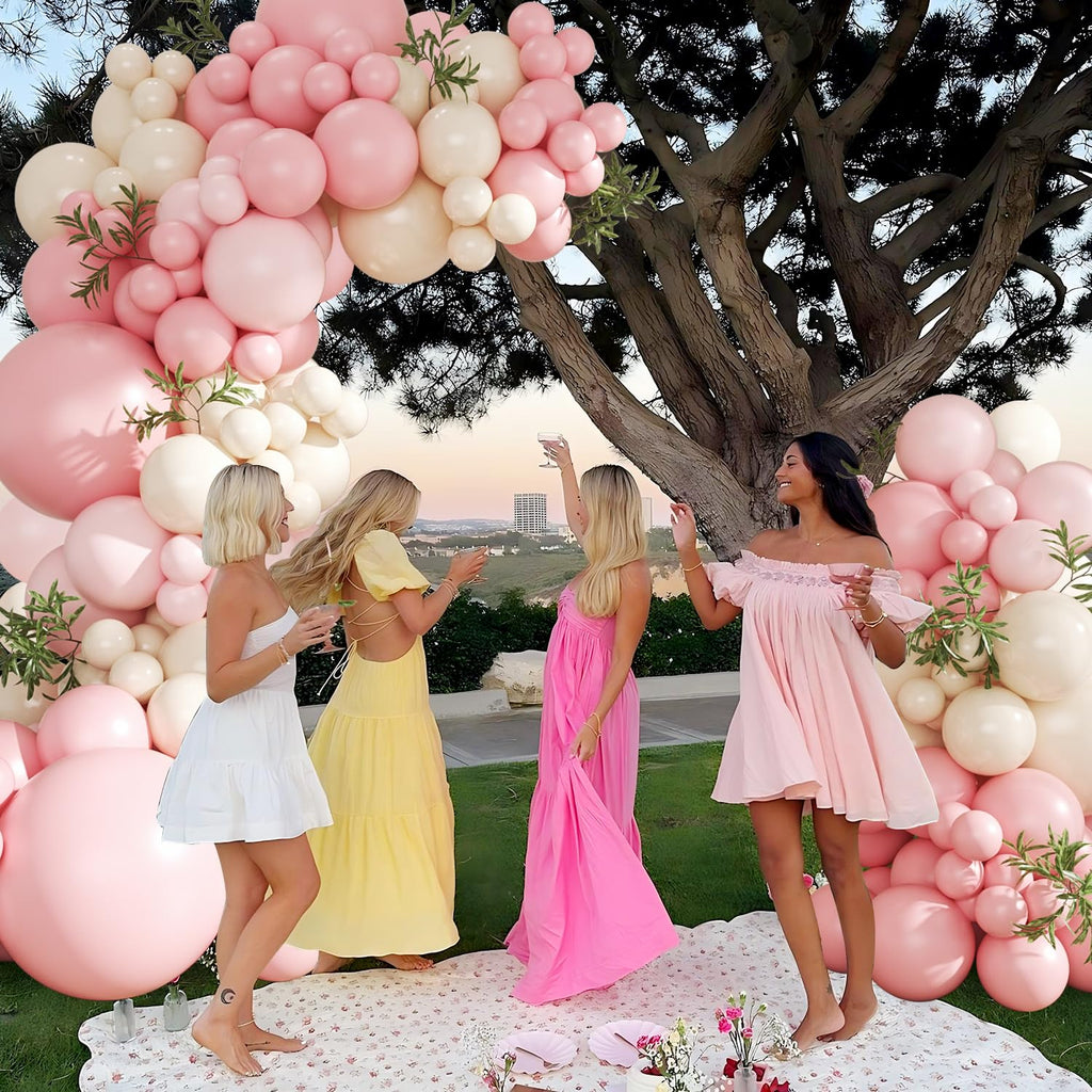 CROSSFINGERS 124-Piece Pink Balloon Arch Kit – Pastel Pink, Light Pink & Sand White Balloon Garland for Baby Showers, Weddings & Birthdays