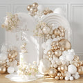 CROSSFINGERS 168pc Pearl Champagne Gold & White Balloon Garland Arch Kit for Parties