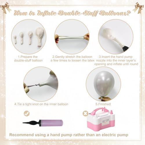 CROSSFINGERS 168pc Pearl Champagne Gold & White Balloon Garland Arch Kit for Parties