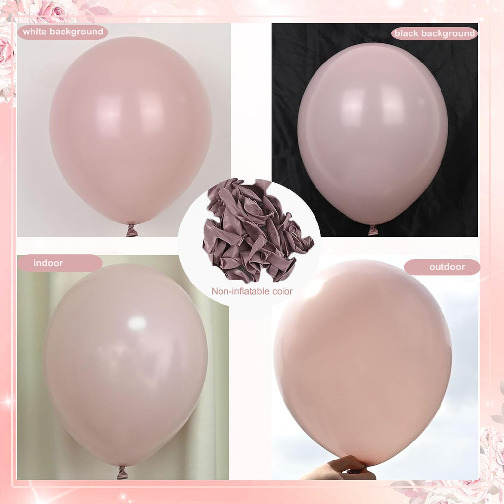 CROSSFINGERS Dusty Pink Balloon Garland Arch Kit - 168-Piece Double Stuffed Pearl White & Dusty Pink Balloons for Birthday, Wedding, Baby Shower Decorations