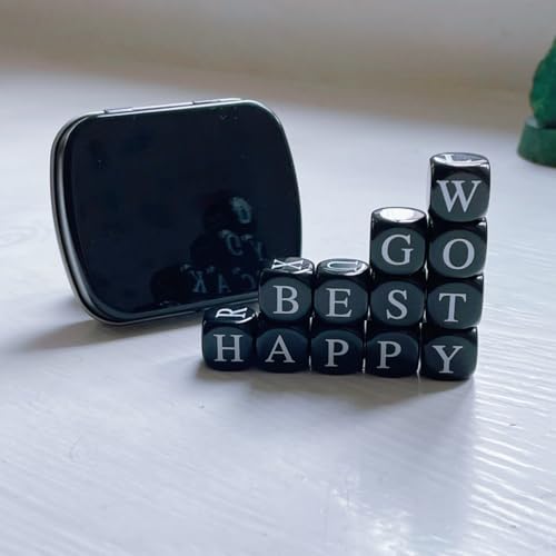 Crossword Solitaire Dice Game – Travel Word Game with Letter Dice, Portable Puzzle for Adults (Black)