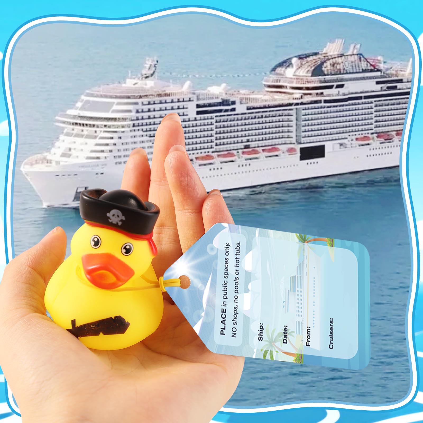 Cruise Rubber Duck Hiding Kit – 15 Ducks, 15 Tags, 20 Rubber Bands for Ducking Games