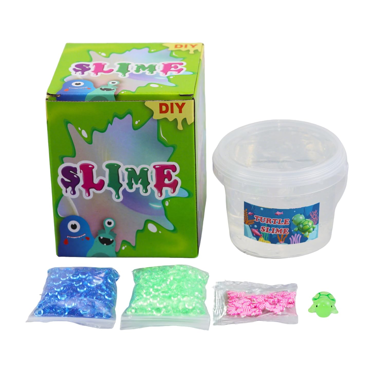 Crunchy Fishbowl Bead Slime Kit with Turtle Toy - Clear Slime for Kids Ages 6+ Party Favors