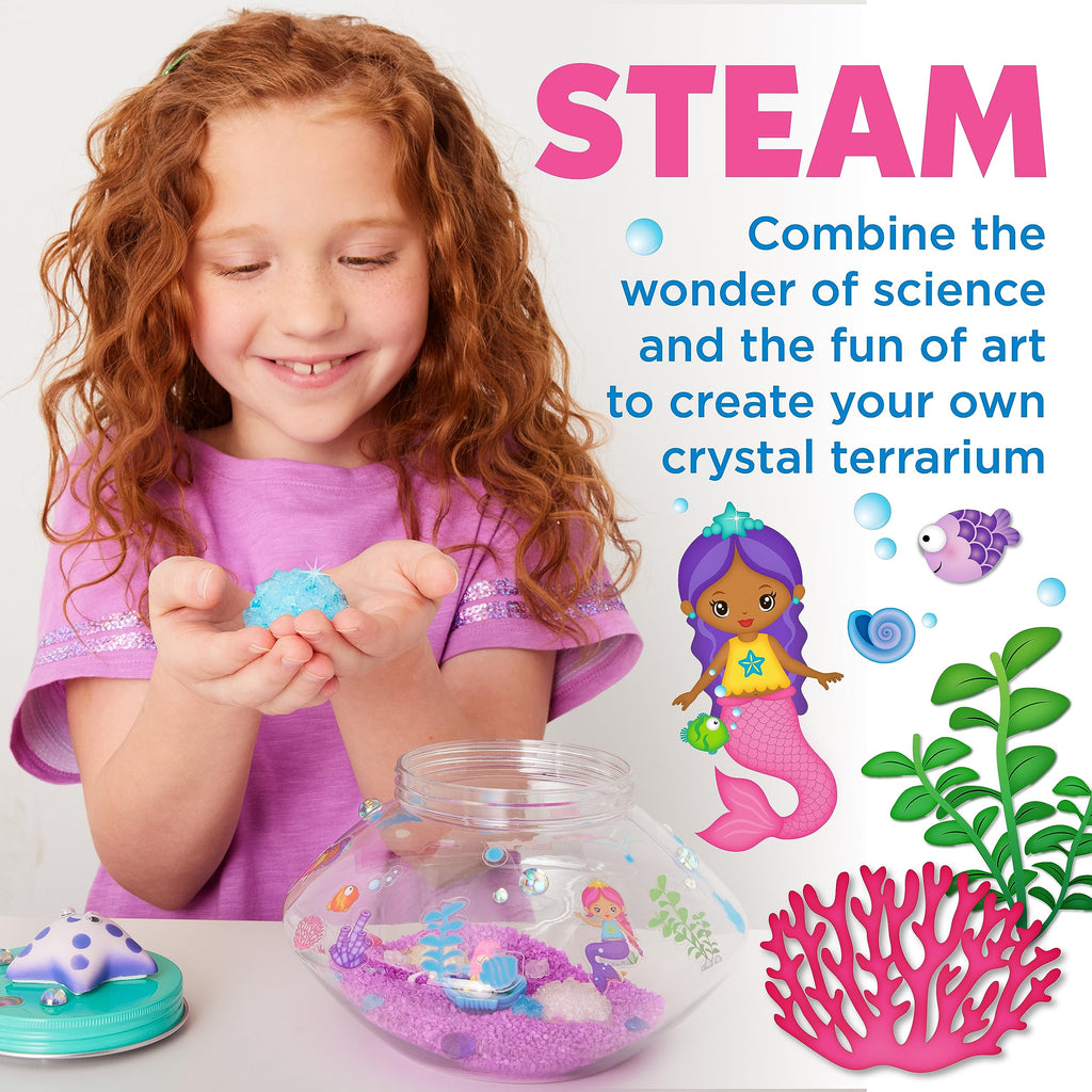 Crystal Mermaid Terrarium Kit – Grow Crystals & Light Up STEM Craft for Kids Ages 6+