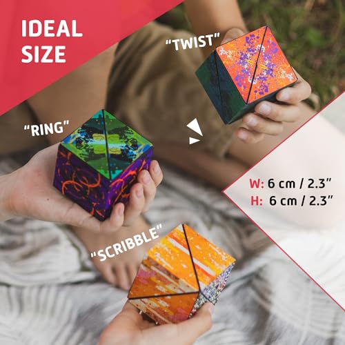 CUBENDI Geometric Origami Puzzle - Magnetic Shape Shifting Cube with 48 Magnets - Scribble Pattern